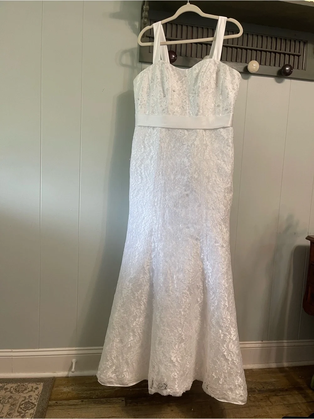 David’s Bridal All Over Lace Dress 16w Beaded Bustled - Picture 2 of 16